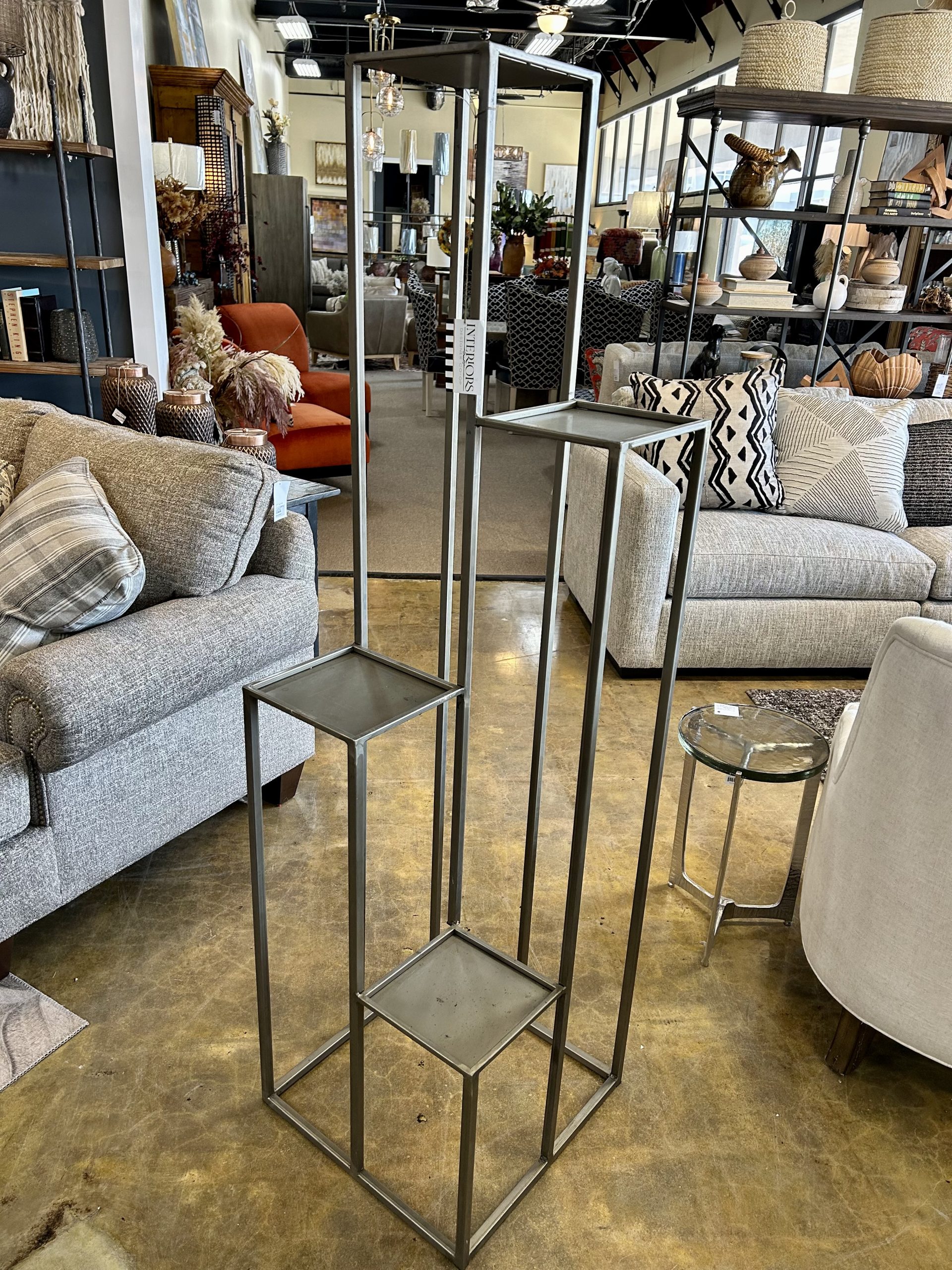 4 tiered iron pedestal available at Interiors Designer in Tulsa, Oklahoma