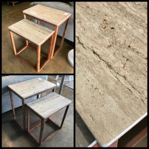 Set of 2 Travertine Nest Tables