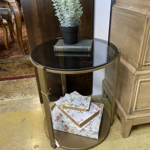 Gold/ Black Glass Accent Table