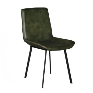 Gabriel Dining Chair Iron / Green Leather