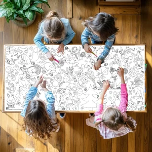 Woodland Animal Coloring Tablecloth