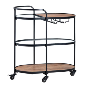Wood, Glass, & Metal Bar Cart