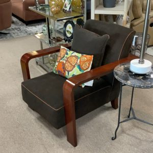 Ralph Lauren Brown Upholstered Mahogany Armchair